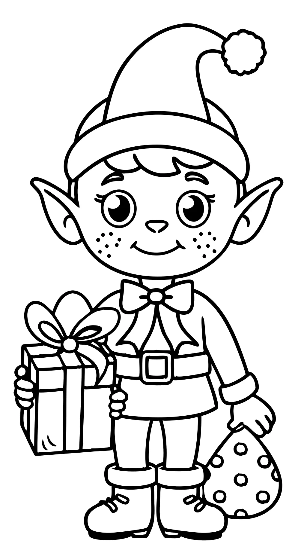 coloriage elfe de Noël